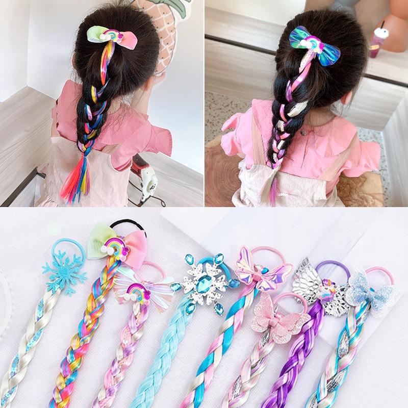 Dây Cộc Kèm Tóc Nhân Tạo Nhiều Màu Kim Tuyến Lấp Lánh Hoạt Hình Ngựa Unicorn Phụ Kiện Tóc Xu Hướng Mới