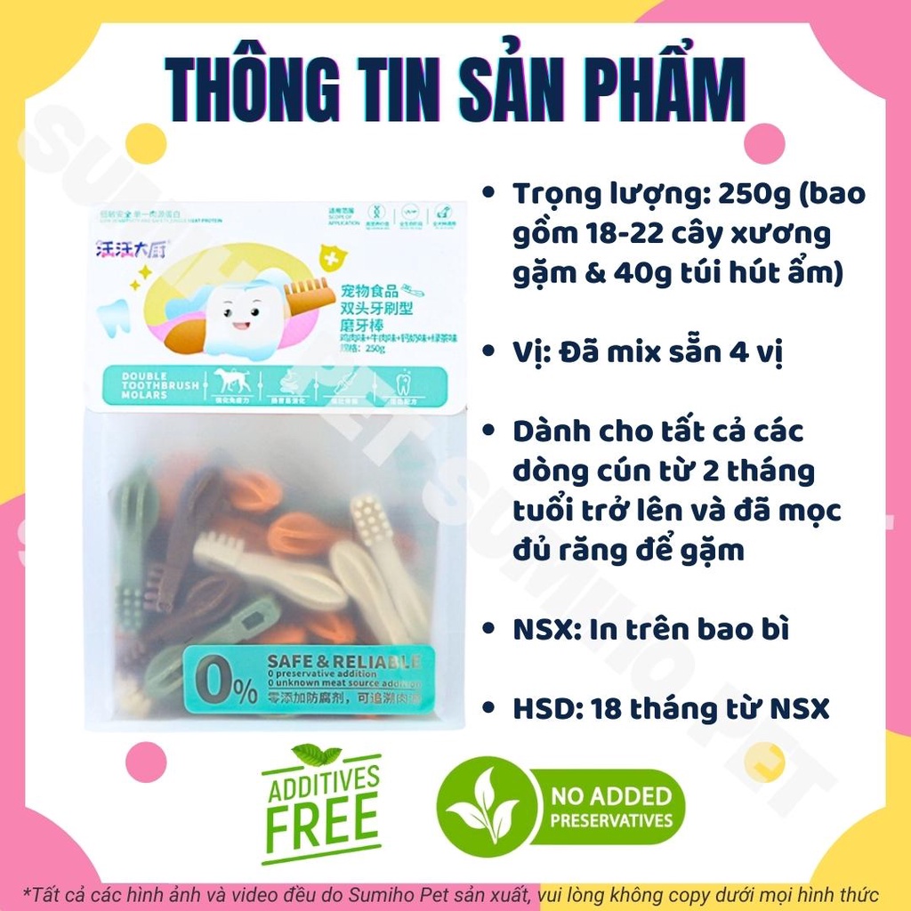 Xương gặm sạch răng cho chó dạng bàn chải Sumiho (túi 250gr nhiều cây nhỏ)