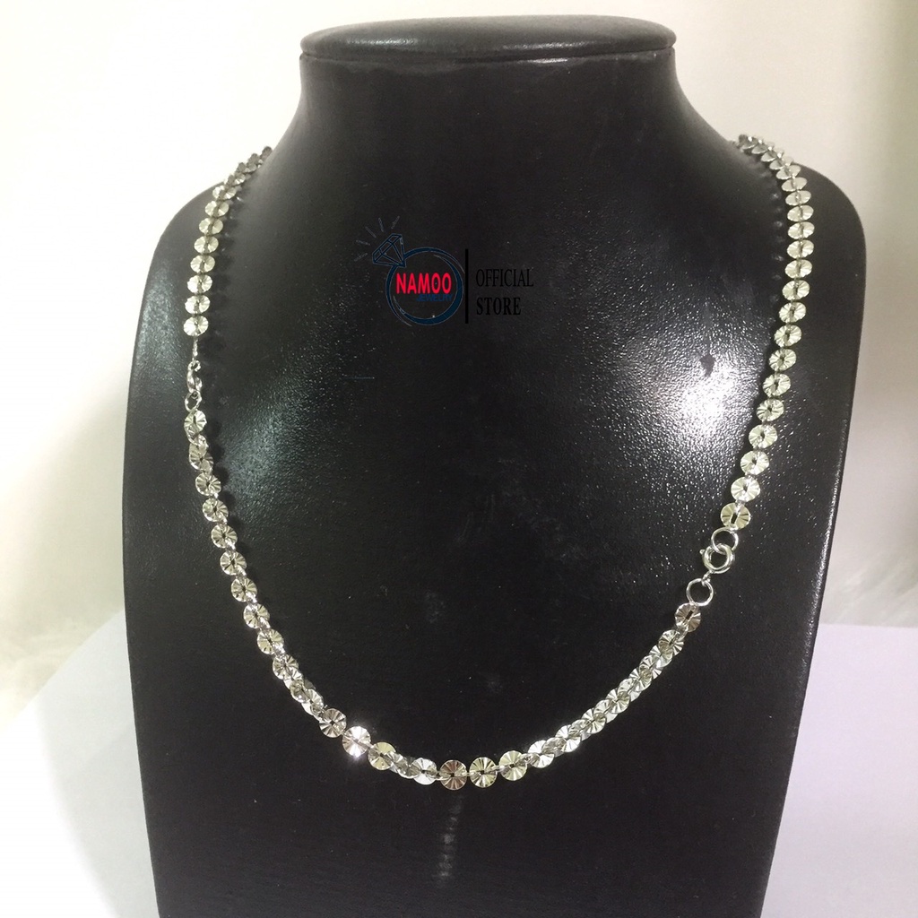 Dây Chuyền Mạ Bạc V013, Vòng Cổ Trơn Bạc Nữ Dài 50Cm Namoo Jewelry