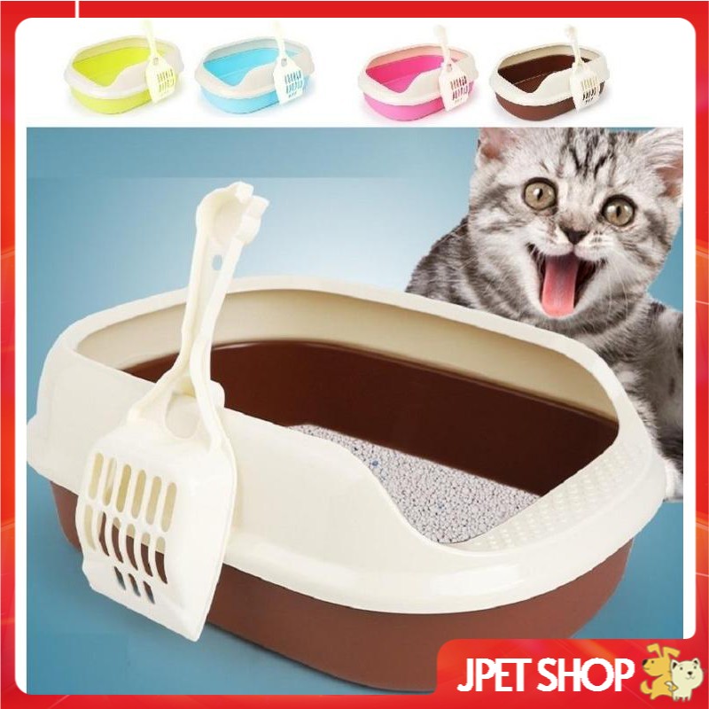 Khay cát vệ sinh cho mèo màu pastel tặng kèm xẻng xúc cát - Jpet Shop
