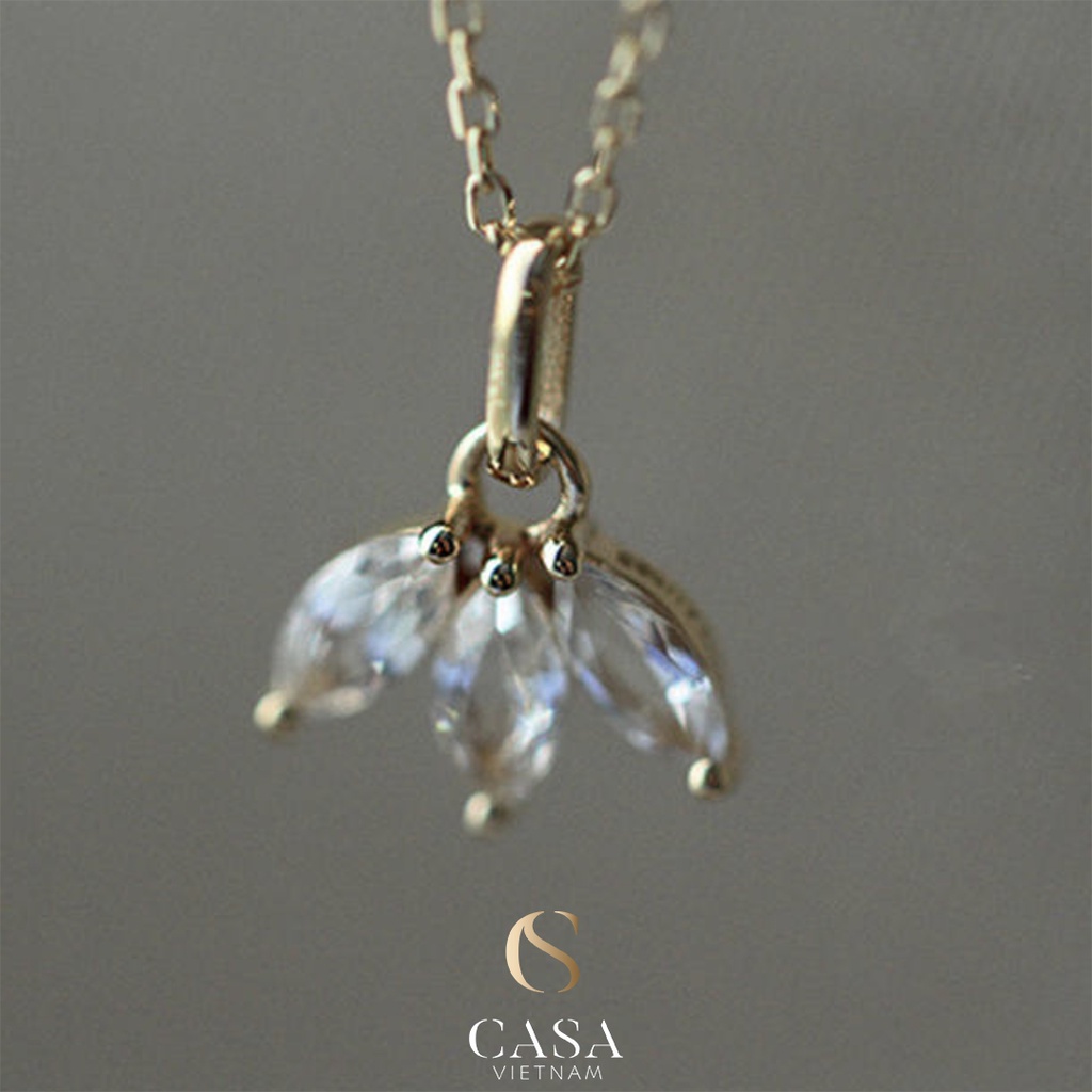 CASA Dây chuyền Bạc 925 mạ vàng mặt 3 LÁ dành cho nữ CASAN029