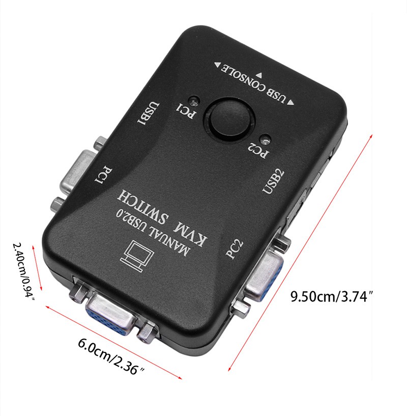 Hộp Chuyển Đổi 2 Cổng Usb 2.0 Kvm Vga Cho 2 Pc