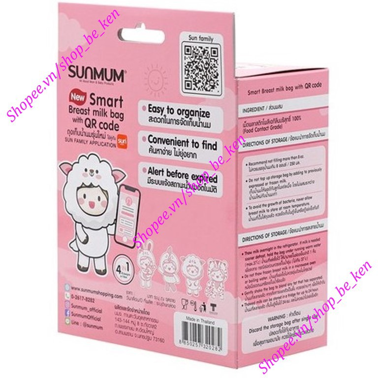 Túi trữ sữa Mẹ cao cấp 100ml / 250ml không mùi, không BPA Sunmum