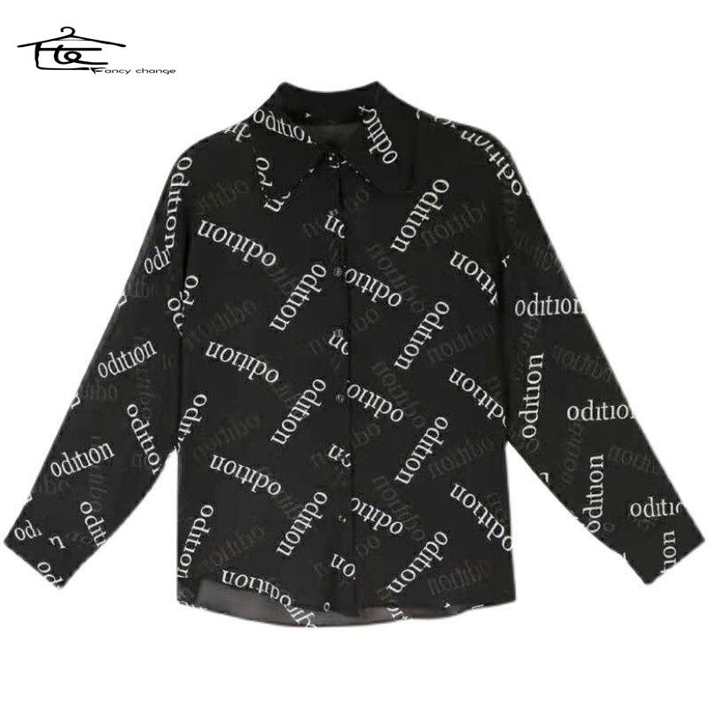 Hàng Có Sẵn Bán Chạy~Áo Sơ Mi Mỏng Mùa Hè Thiết Kế In Chữ Nhỏ Phong Cách Hong Kong Gợi Cảm Trong Suốt Cho Nữ