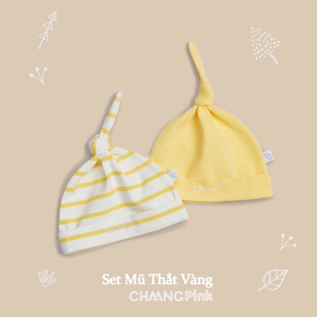 Set mũ thắt cotton sơ sinh CHAANG.