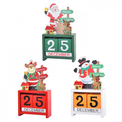 Lịch gỗ giáng sinh để bàn người tuyết VPP Tuệ Minh, tuần lộc Noel quà tặng dễ thương