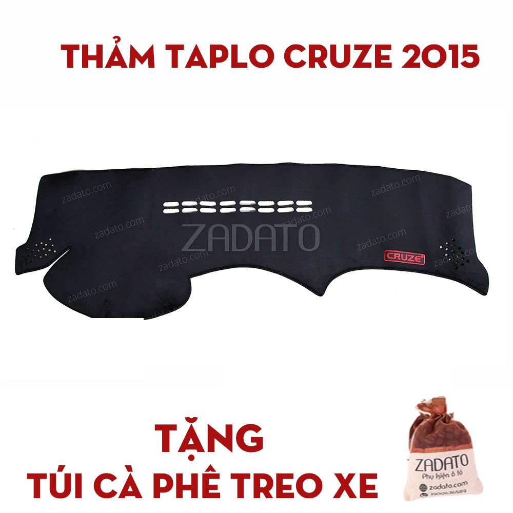 Thảm Taplo Chevrolet Cruze - Thảm Chống Nóng Taplo Lông Cừu - TẶNG: Túi Cafe Treo Xe