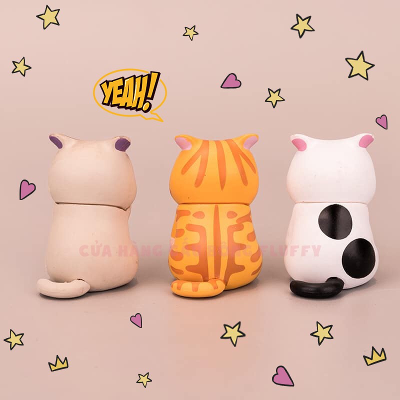 Bộ ba Tượng mèo che mặt cạn lời cute [ Set 3 con có bán lẻ ]