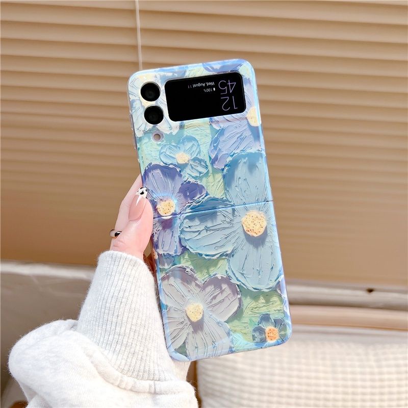 Nhiều mẫu mới - Ốp Samsung Z Flip5 - Z Flip 4 - ZFlip3 5G họa tiết sơn dầu 3D phủ bóng dễ thương thanh lịch