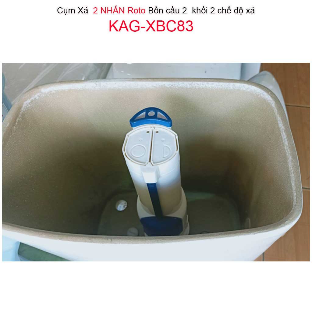 Cụm xả bồn cầu 2 khối Roto KAG-XBC83, cột xả bàn cầu 2 nhấn két rời, xả nước bàn cầu két rời 2 nhấn êm xả tốt