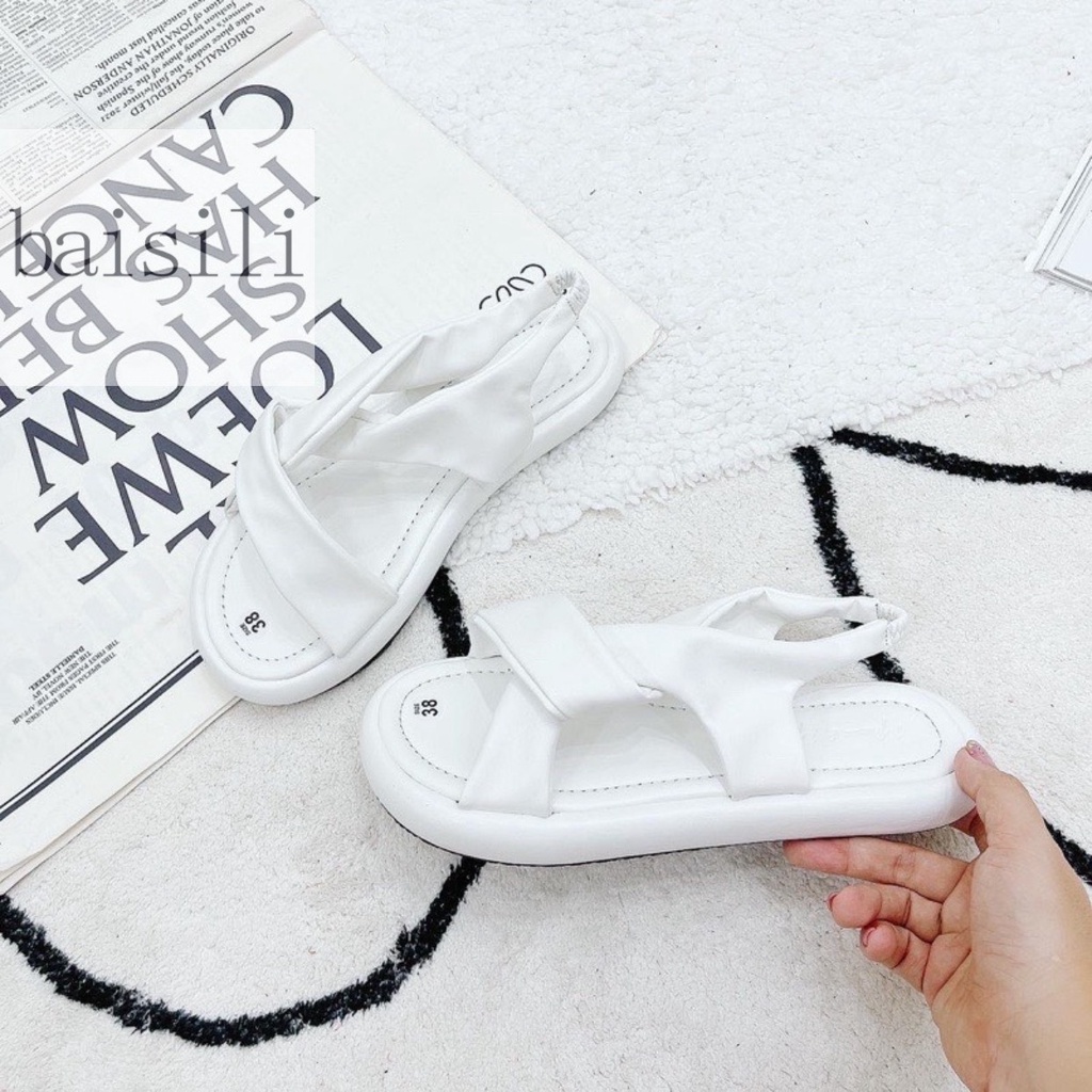 SANDAL ĐẾ BẰNG BAISILI - GIÀY NỮ QUAI NGANG XOẮN CAO CẤP - GIÀY ĐẾ BÁNH MÌ QUẮN BÊN BS220838