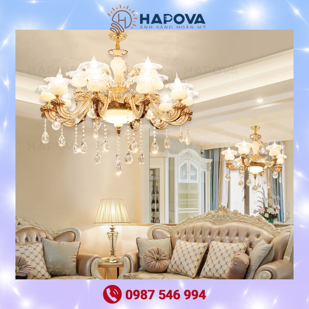 Đèn chùm phòng khách HAPOVA ASOMI 15 tay + Tặng kèm bóng led DCH 6067