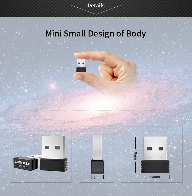 Đầu chuyển đổi Usb Wifi Comfast Cf-Wu710N V2 150mbps Wifi 802.11 N cho máy tính | BigBuy360 - bigbuy360.vn