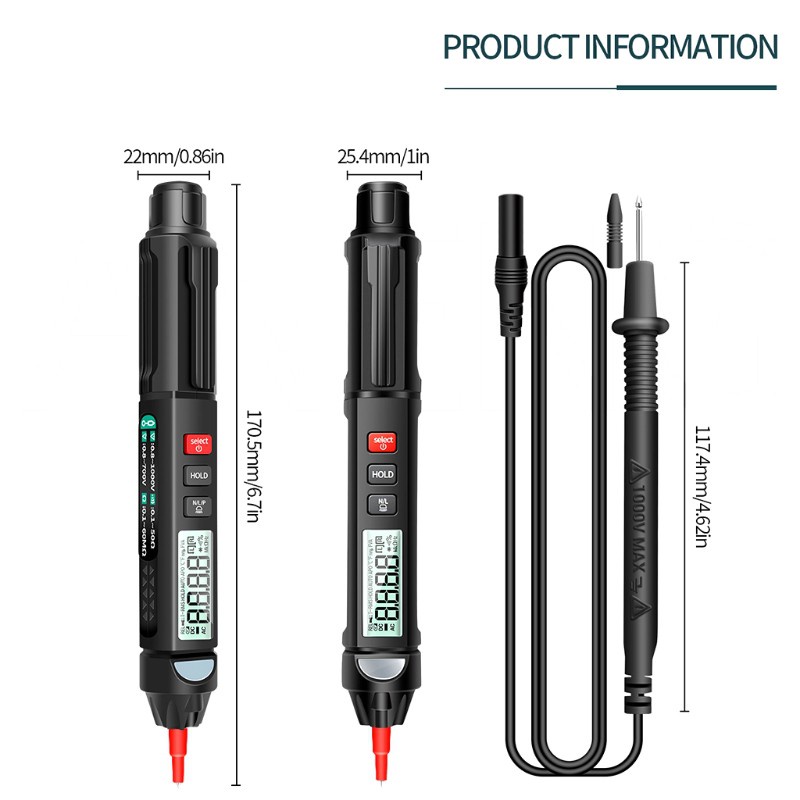 Bút Kiểm Tra Cảm Biến Thông Minh Kỹ Thuật Số 6000 Counts Không Tiếp Xúc Ac / Dc