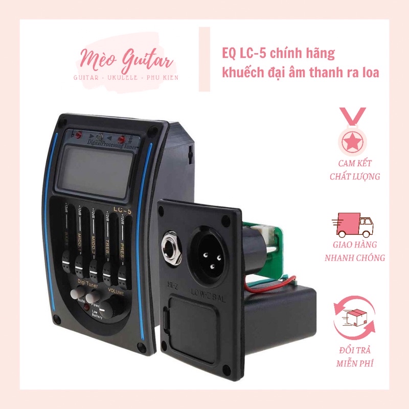 EQ Guitar LC5, Pick Up cho đàn Guitar Acoustic, Classic 5 băng tần, tích hợp máy tuner lên dây đàn