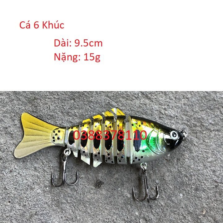 Mồi Cá Giả 6 Khúc Chuyên Câu Cá Chẽm, Nhồng, Hồng, Măng, Mồi Giả Câu Lure