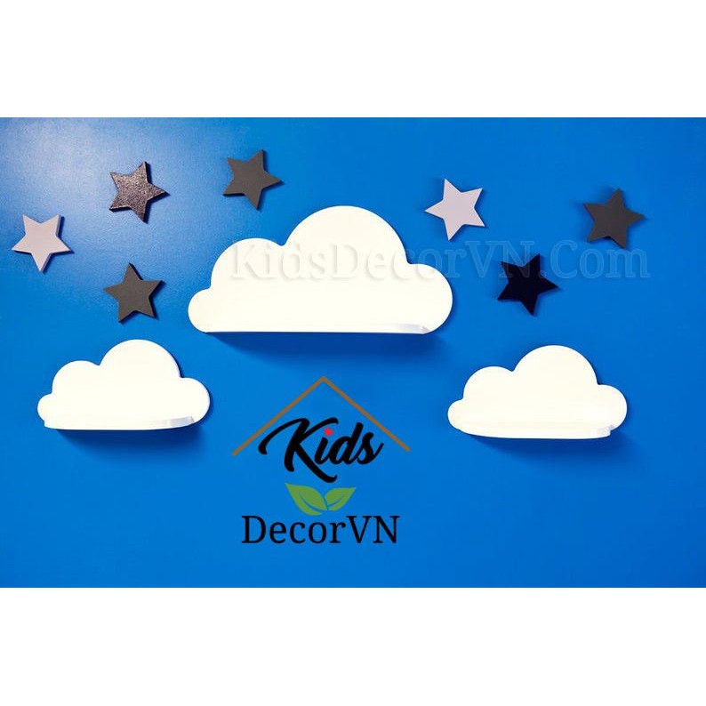 Kệ treo tường hình đám mây màu trắng, kệ trang trí phòng trẻ em, kệ treo tường trang trí, cloud shelf kidsdecorvn