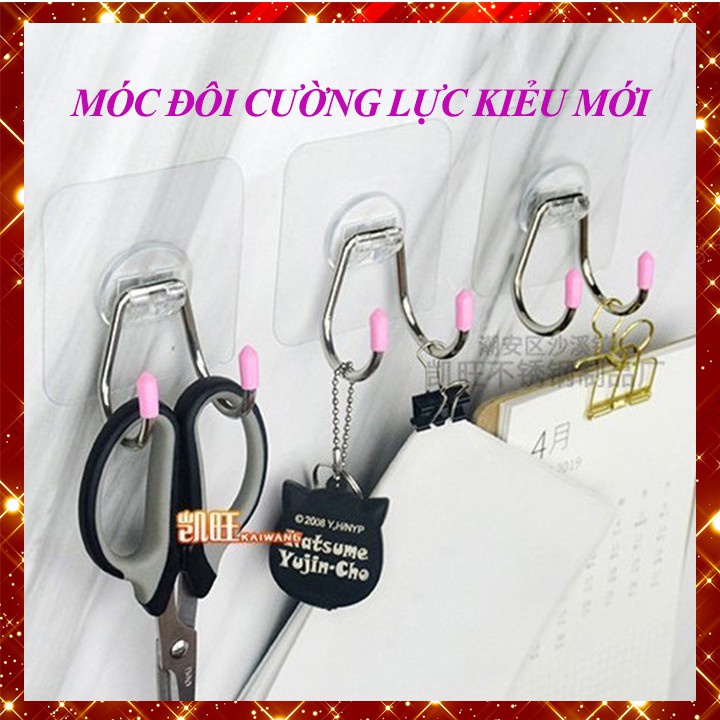 (#FS++) 1 Móc Cường Lực INOX Dán Tường Dạng Móc ĐÔI TGQT