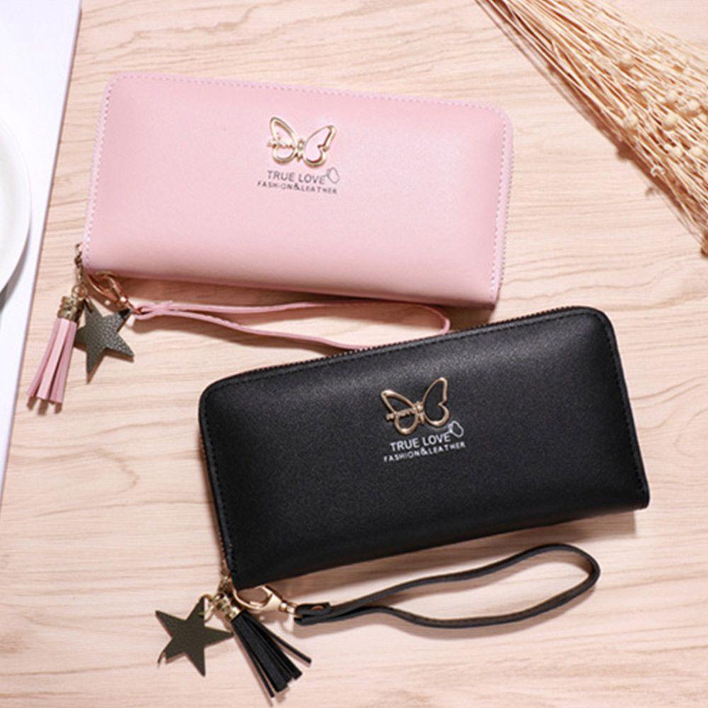 PINEVN Ví Da PU Dáng Dài Hoạ Tiết Bướm