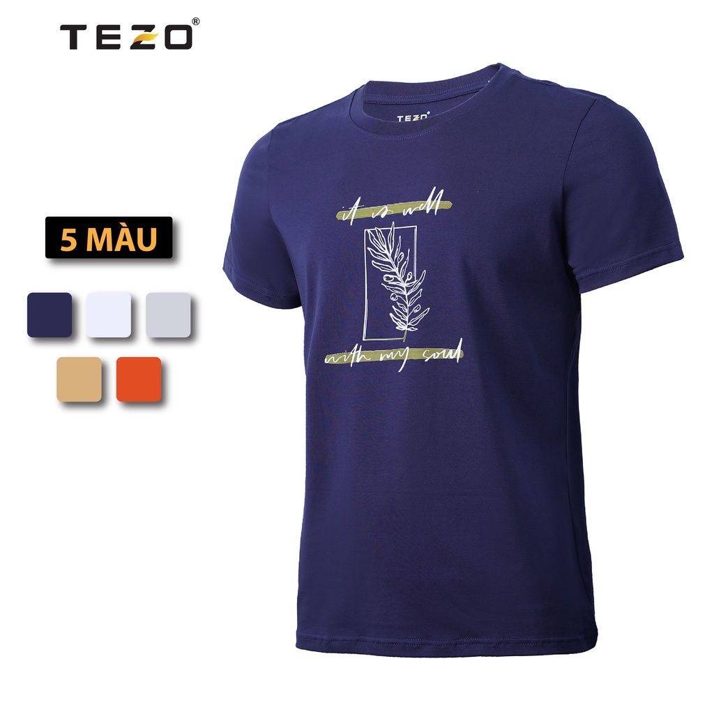 Áo phông nam in tràn hoạ tiết lá TEZO năng động thoải mái 2204APOT03