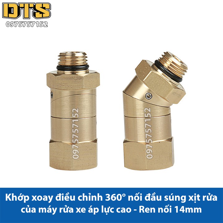 Khớp xoay điều chỉnh 360 độ nối đầu súng xịt rửa của máy rửa xe áp lực cao - Ren nối 14mm