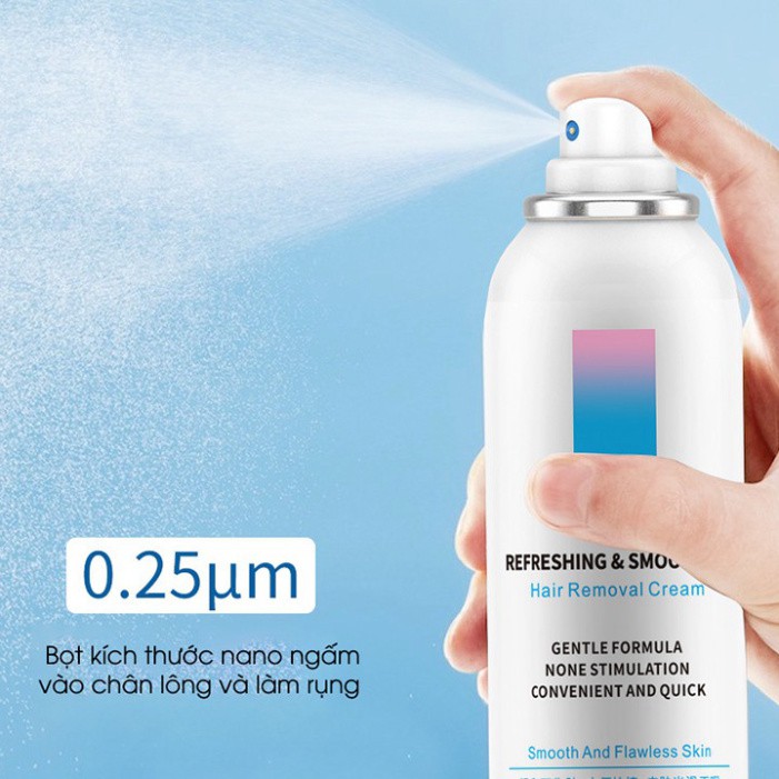 Kem tẩy lông tay lông chân lông nách dạng chai xịt bọt dung tích 150ml lành tính không gây đau rát