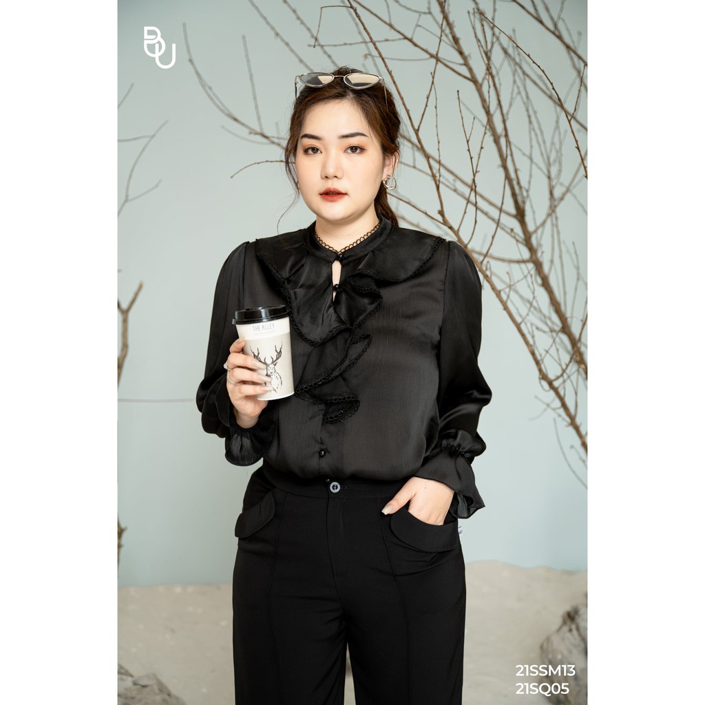 Sơ mi bèo cổ kẹp ren BIG SIZE (55kg đến 95kg) - 21SSM13 - [BUstu Bigsize]