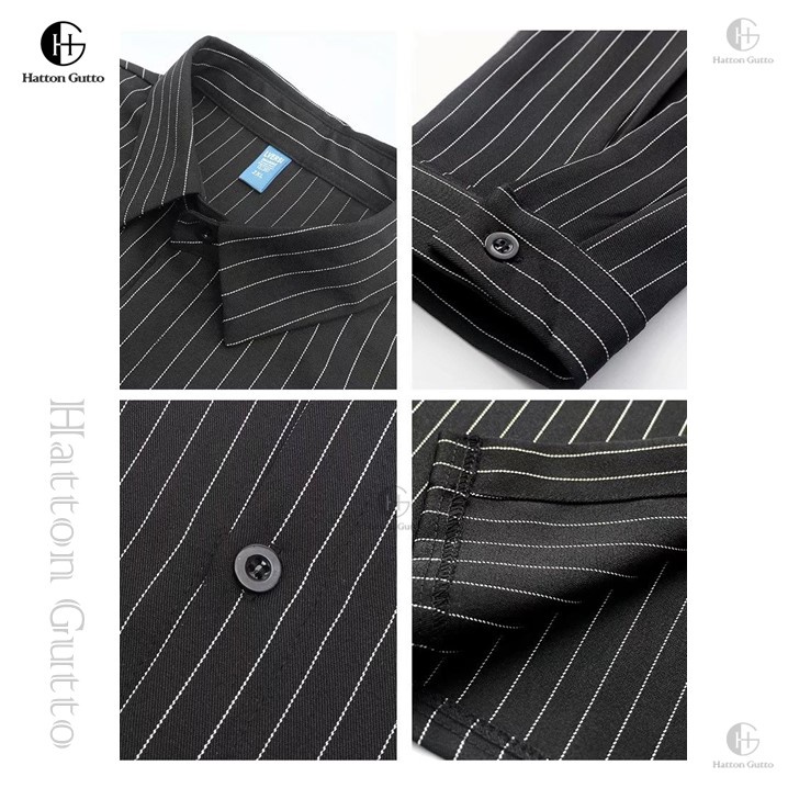 Hatton Gutto Áo Sơ Mi Nam Dài Tay Kẻ Sọc Baju Panjang Kasual