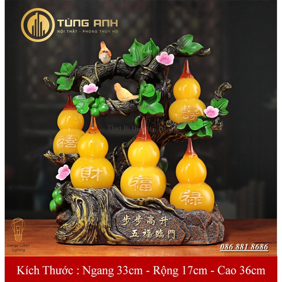 Hồ Lô Phong Thủy Cao 36cm - 3 Màu Sắc Trang Nhã - Vật Phẩm Hút Tài Lộc - Trang Trí Phòng Khách - Làm Món Quà Tân Gia