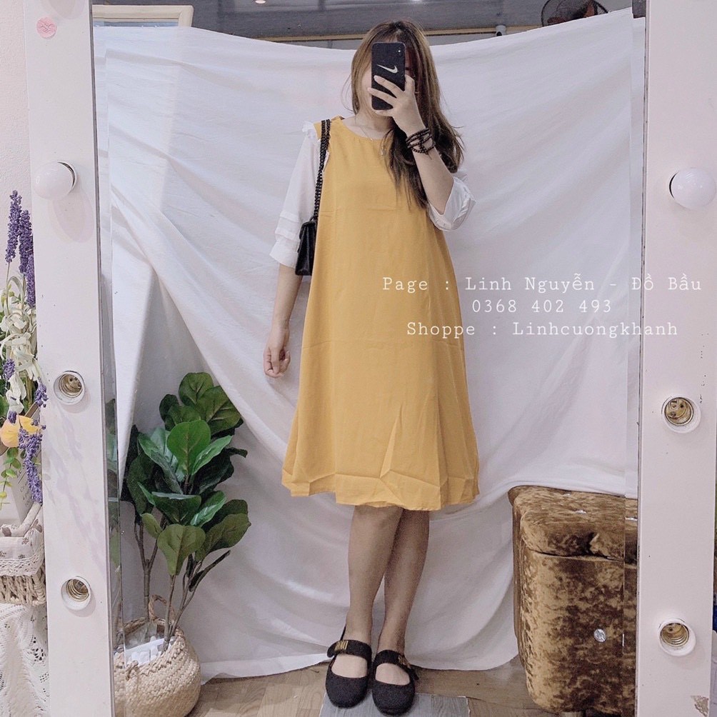 Váy Bầu Thun Cotton Đầm Bầu Tay Lỡ Đi Chơi Công Sở Lịch Sự Mặc Ở Nhà HD3607 Honey Mommy