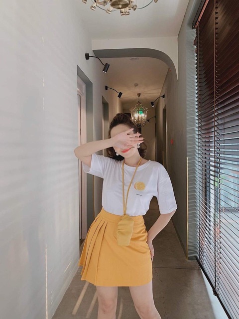 Set Chân Váy Xếp Ly và Áo Thun Trái Cây Hàn Quốc Siêu Đẹp