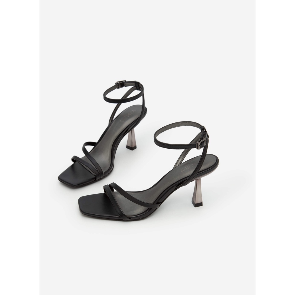 Giày Sandal Ankle Strap Gót Trụ Metallic VASCARA - SDN 0694 - Màu Đen