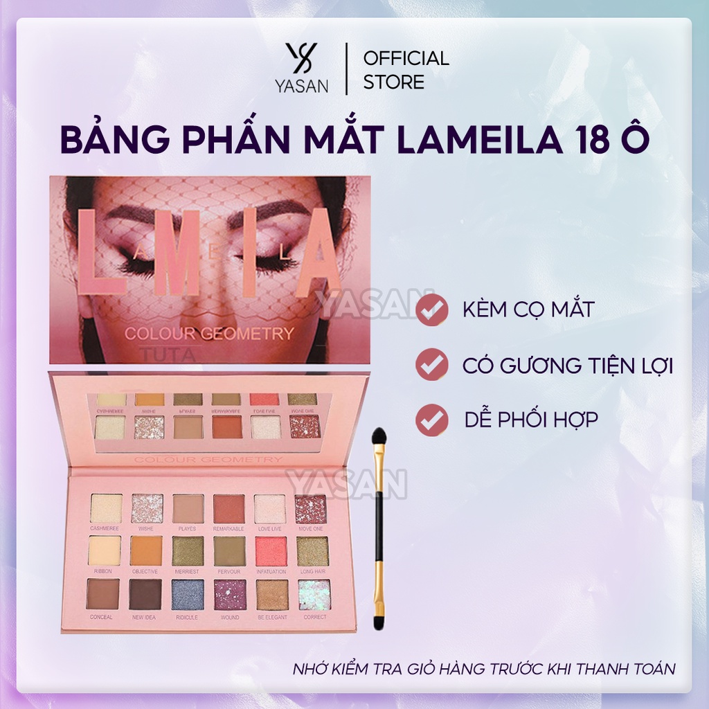 Bảng phấn mắt nhũ 18 ô Lameila lấp lánh phấn mắt trang điểm makeup siêu xinh Yasan