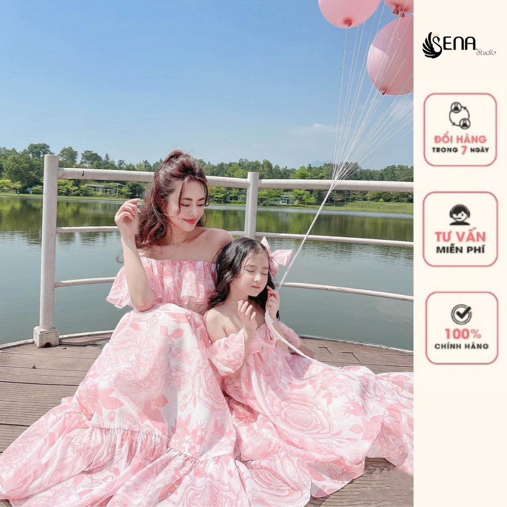 Váy maxi hoa trễ vai cho Mẹ và Bé  - SENA STUDIO