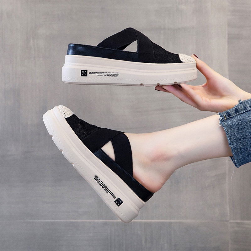 Giày Lười Đế Xuồng Tăng Chiều Cao Chống Trượt Thoáng Khí Phối Ren Phong Cách Mới Dành Cho Nữ 2021 | BigBuy360 - bigbuy360.vn