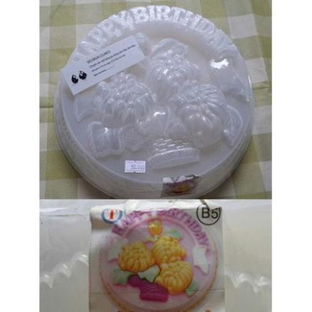 Khuôn nhựa rau cau happy birthday hình hoa cúc lớn 25cm