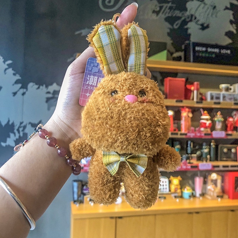 Móc Khóa Thỏ Bông Xù Má Bự A66 Dễ Thương, Móc Chìa Khóa Xe/ Balo/ Túi Gấu Bông Xinh Xắn