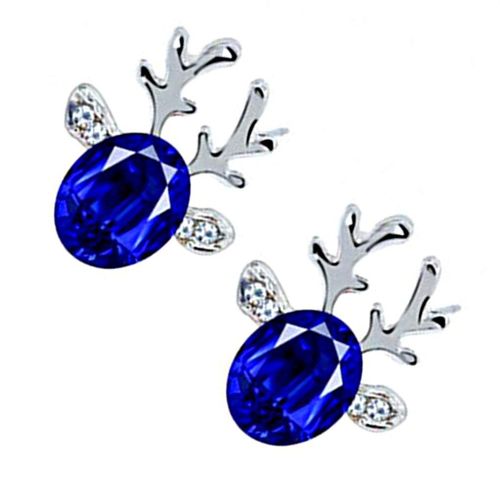 Hoa Tai Hình Sừng Nai Đính Đá Nhân Tạo Thời Trang