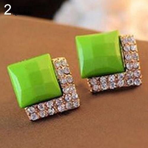 Bông Tai HìNh Vuông ĐíNh Kim Cương Giả ThờI Trang
