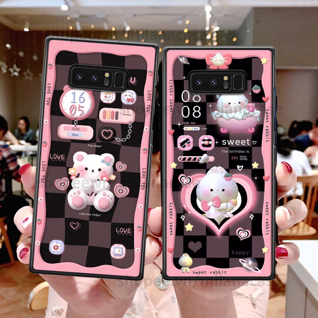 Ốp Samsung Note 8 hình đồng hồ icon gấu mèo cute cực dễ thương ngộ nghĩnh