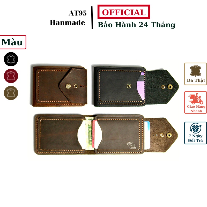 Ví Jordan mini nhỏ gọn da bò sáp hàng thủ công thương hiệu W