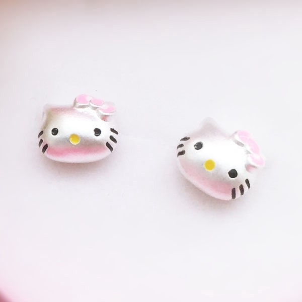 Đôi khuyên tai mạ bạc hình Hello Kitty đáng yêu cho nữ