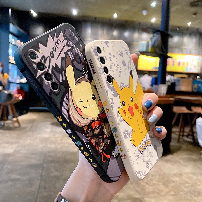 Pikachu Ốp Điện Thoại Cho Xiaomi Poco F3 X3 GT Redmi K40 Gaming Redmi 9A 9T Mi 11 Lite 5G NE Redmi Note 8 8 Pro 7 7 Pro Redmi K40 Pro K30 Pro K20 Pro Mi 10T Pro Mi 9T Pro Poco M3 Pro 5G Side Pattern Anti Fall Soft Casing