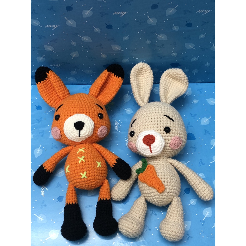 THÚ BÔNG BẰNG LEN - THỎ -CÁO MÓC LEN MILK COTTON 125G