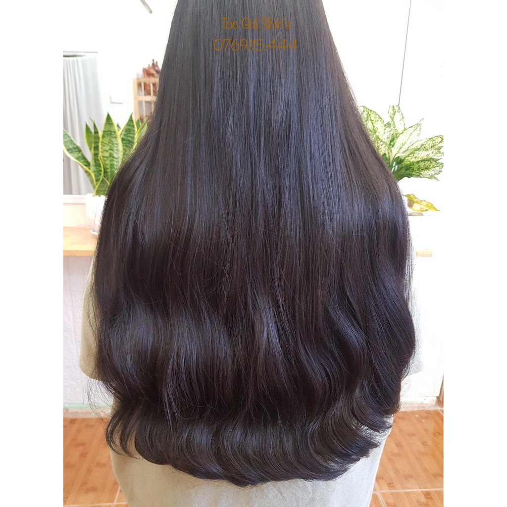 Tóc giả tóc kẹp U xoăn dài đen tự nhiên