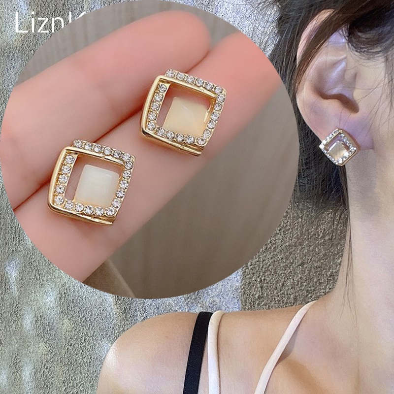 Bông Tai Mạ Bạc 925 Đính Ngọc Trai Đơn Giản Sang Trọng Phong Cách Hàn Quốc