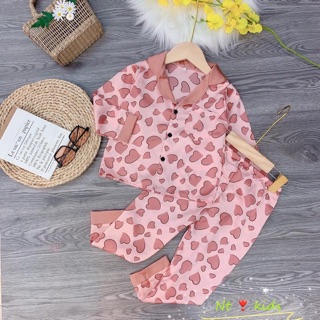 Set đồ pyjama bé gái, chất lụa Hàn, thu đông