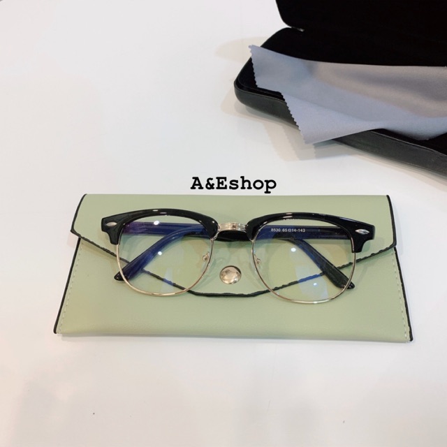 KÍNH CẬN GỌNG TRÒN KIM LOẠI CLUBMASTER THỜI TRANG NAM NỮ - TẶNG HỘP VÀ KHĂN LAU