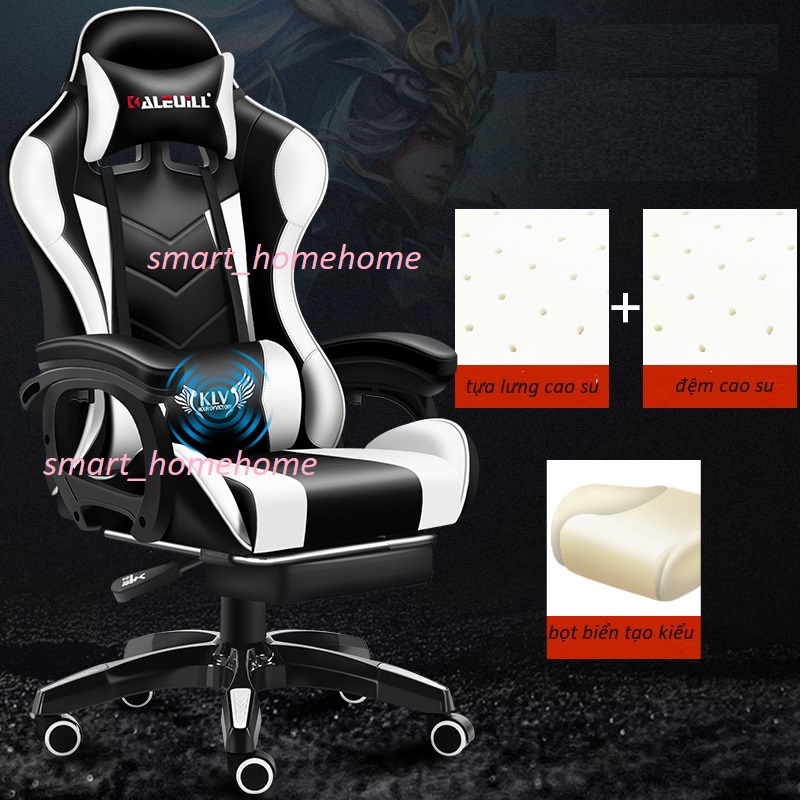 RE0646FULL Ghế chơi game, ngồi máy tính văn phòng ngả lưng thoải mái bọc da cao cấp, đêm cao su, có gác chân đủ bản