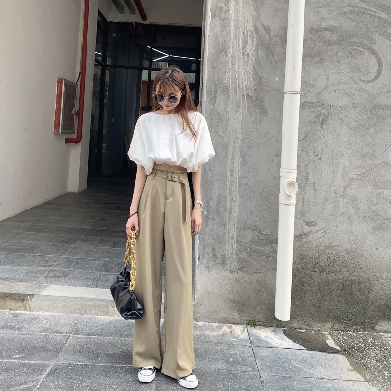Quần ống rộng Lưng Cao Thời Trang Mùa Thu Mới Cho Nữ 2021